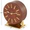 Faux Leather Round Decorative Clock with Rectangular Base
